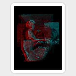 Digital Glitch Art Cursed Internet Image Design #3 Sticker